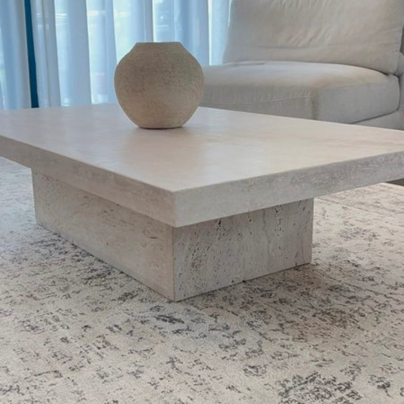 Table basse Rectangle bloc en travertin