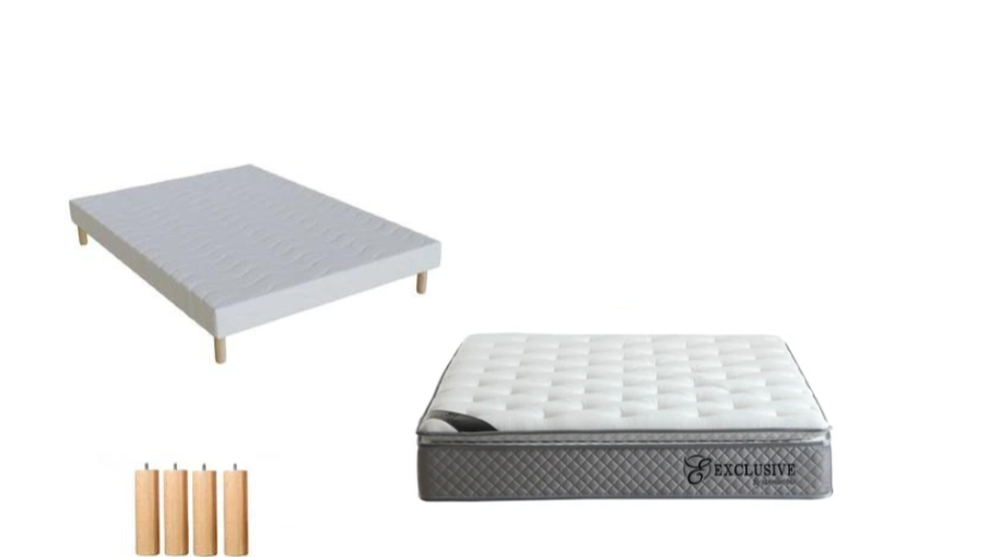 SOMMIER + MATELAS 33cm d'épaisseur confort ressort + sur-matelas intégrer