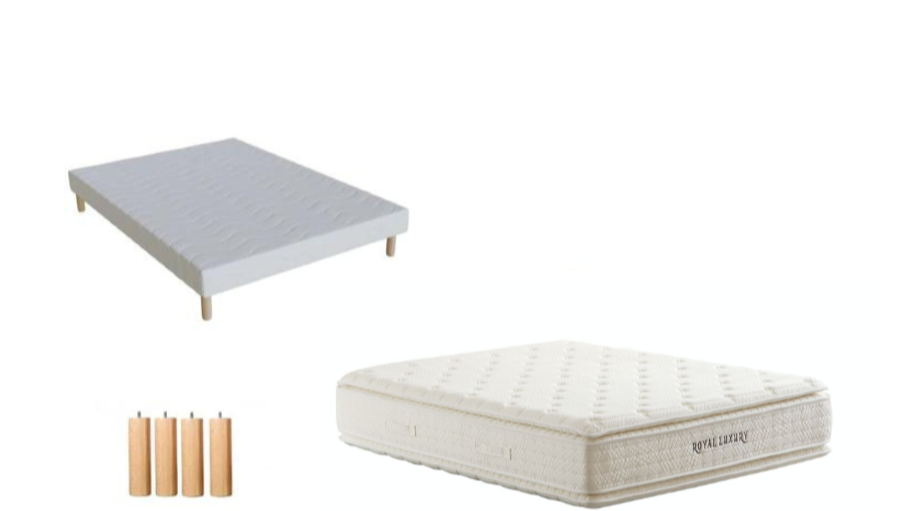 SOMMIER + MATELAS 38cm d'épaisseur Royal luxury + 2 sur-matelas intégrer